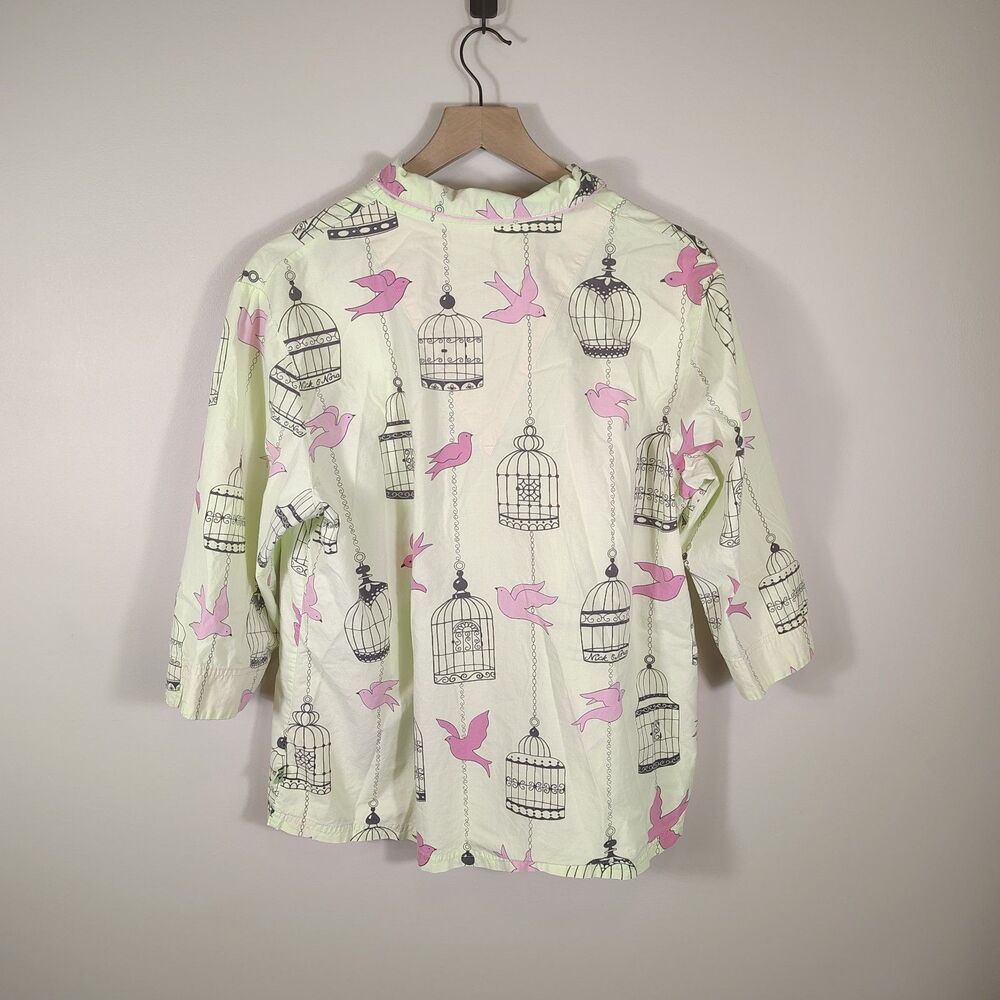 Nick & Nora Women's XL Green Pink Pajamas Birdcage Birds - Picture 5 of 9